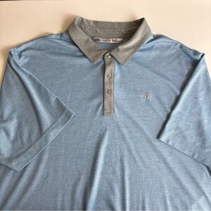 Travis Mathew Men's XXL Preppy Polo Shirt Blue Gray‎ Short Sleeve Golf Casual